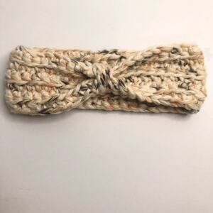 crochet twist chunky baby headband cotton cream blue and pink